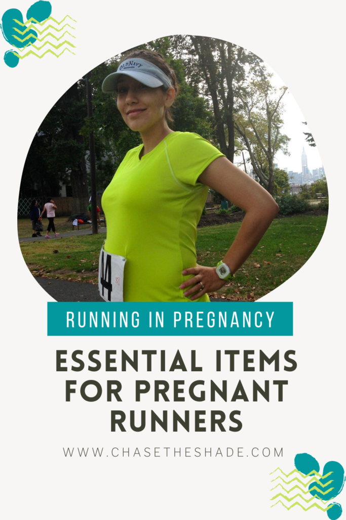 Running in pregnancy - essential items for pregnant runners. Photo of pregnant woman at a running race